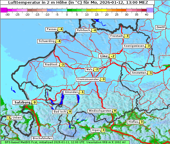 Temperatur, 12. 1. 2026