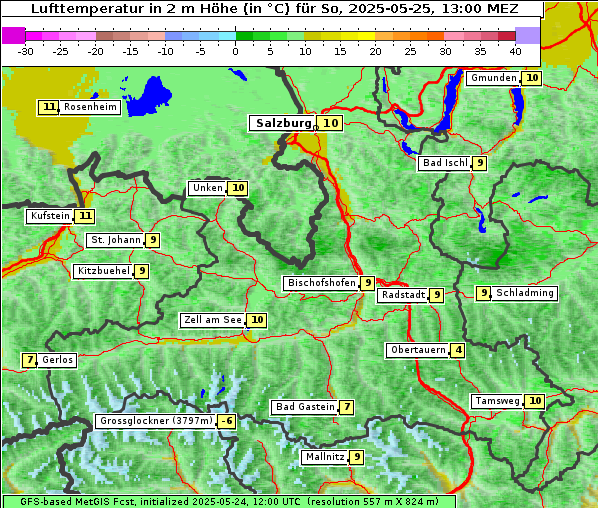 Temperatur, 25. 5. 2025