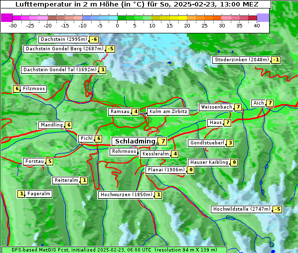 Temperatur, 23. 2. 2025