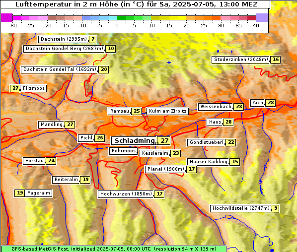 Temperatur, 5. 7. 2025