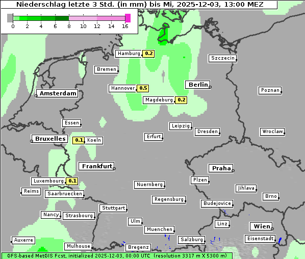 Niederschlag, 3. 12. 2025