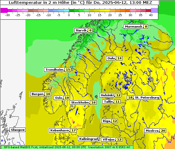 Temperatur, 12. 6. 2025