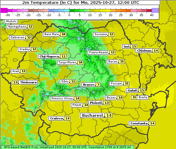 Temperatur, 27. 10. 2025