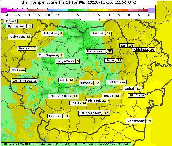 Temperatur, 10. 11. 2025