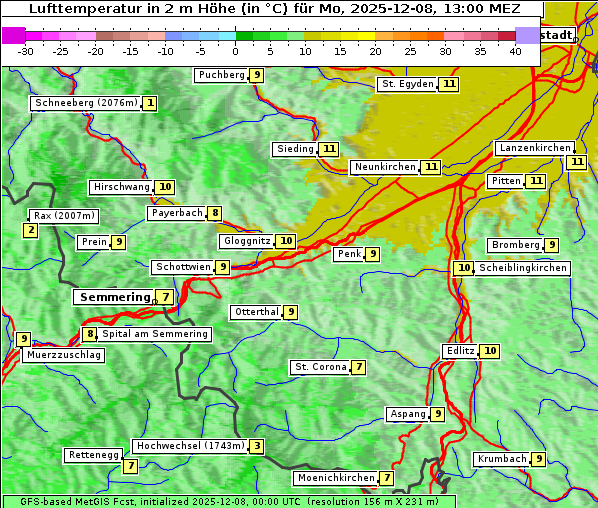 Temperatur, 8. 12. 2025