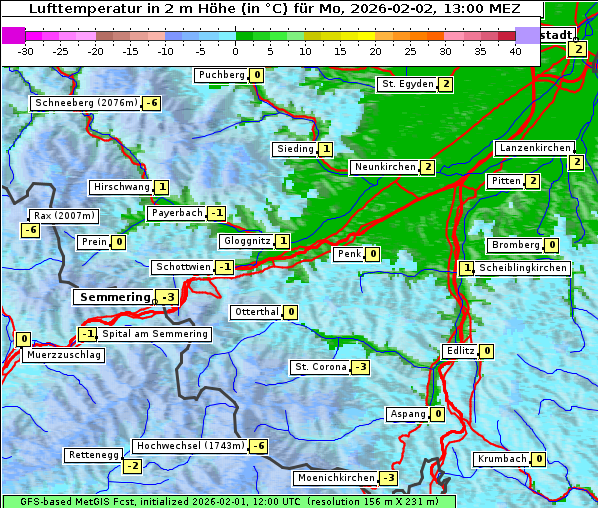 Temperatur, 2. 2. 2026