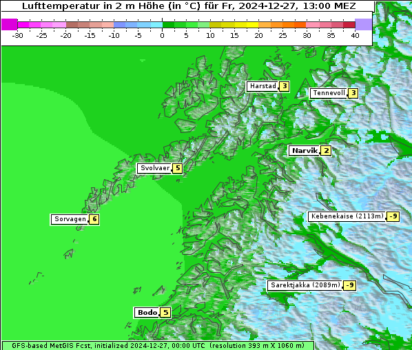 Temperatur, 27. 12. 2024