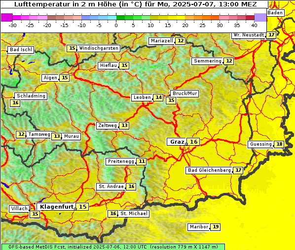 Temperatur, 7. 7. 2025