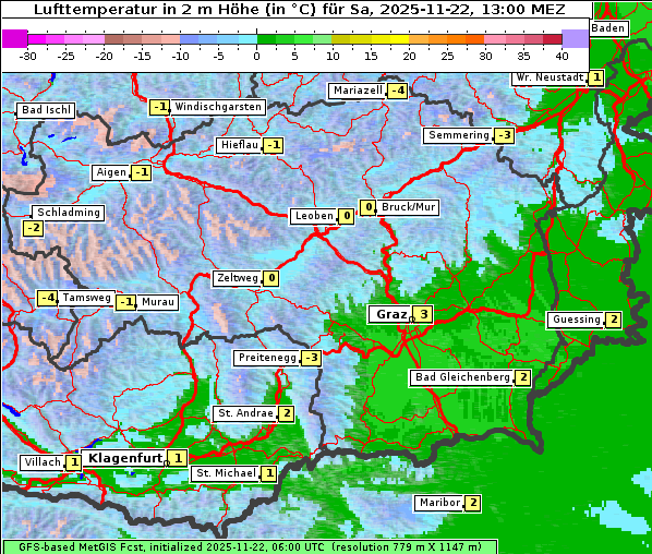 Temperatur, 22. 11. 2025