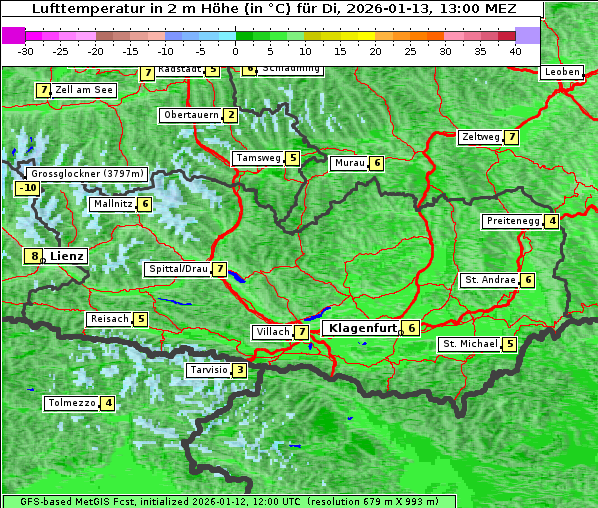 Temperatur, 13. 1. 2026