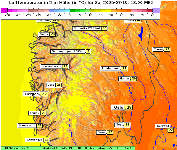 Temperatur, 19. 7. 2025