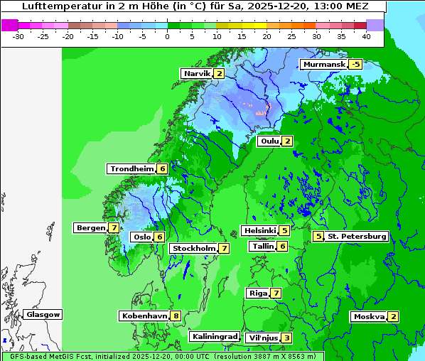 Temperatur, 20. 12. 2025