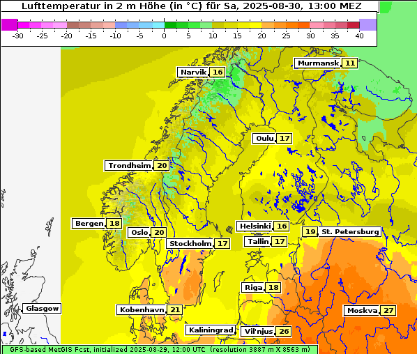Temperatur, 30. 8. 2025