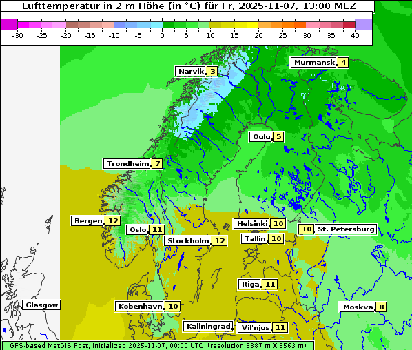 Temperatur, 7. 11. 2025