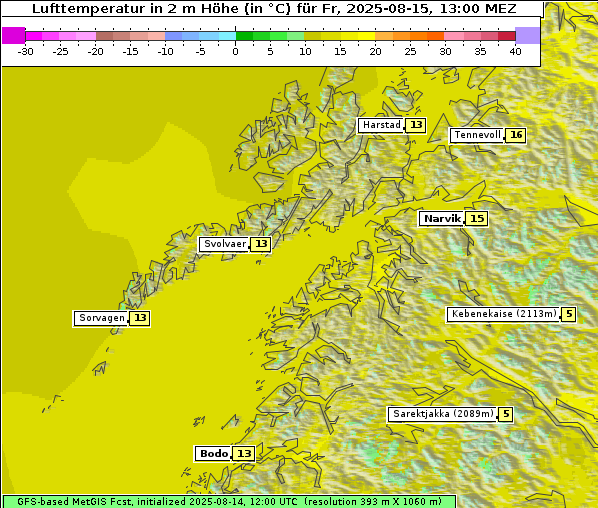 Temperatur, 15. 8. 2025