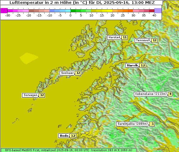 Temperatur, 16. 9. 2025
