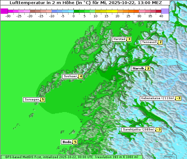 Temperatur, 22. 10. 2025