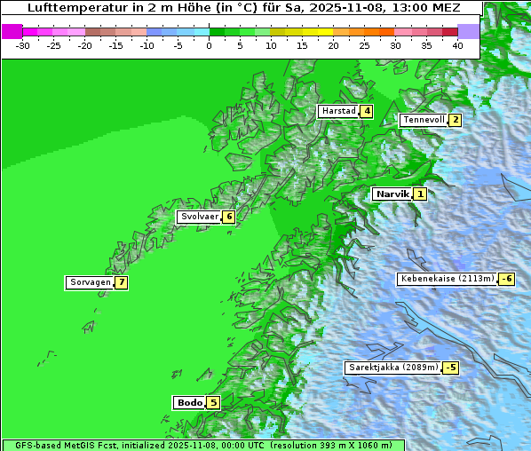 Temperatur, 8. 11. 2025