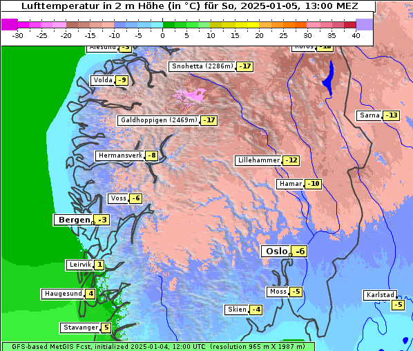 Temperatur, 5. 1. 2025