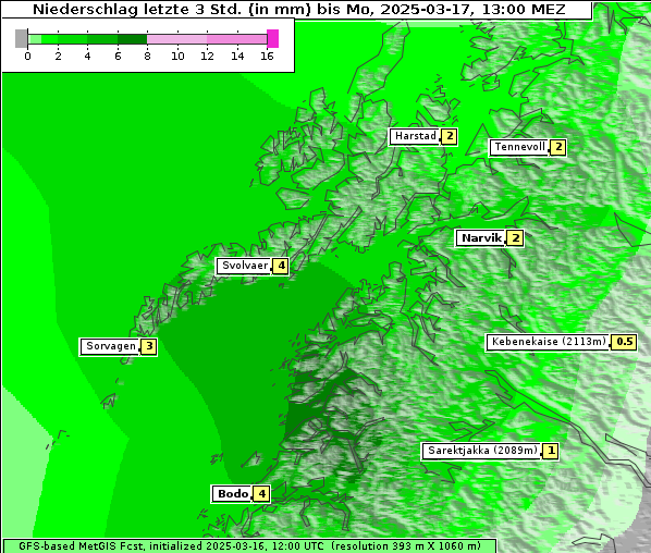 Niederschlag, 17. 3. 2025