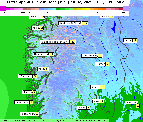 Temperatur, 13. 3. 2025