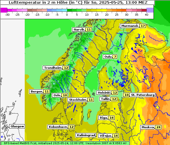 Temperatur, 25. 5. 2025