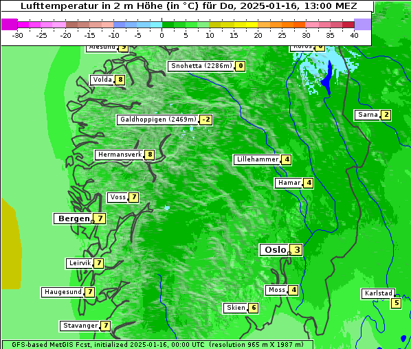 Temperatur, 16. 1. 2025