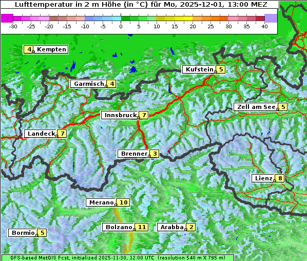 Temperatur, 1. 12. 2025