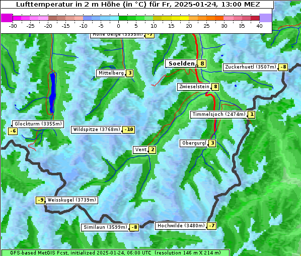 Temperatur, 24. 1. 2025