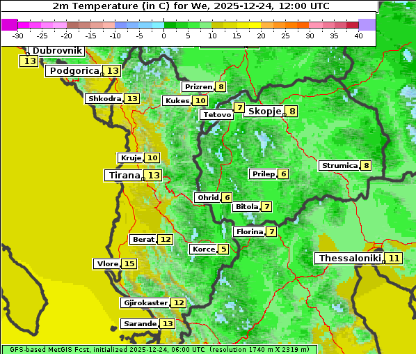 Temperatur, 24. 12. 2025