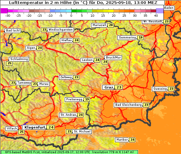 Temperatur, 18. 9. 2025