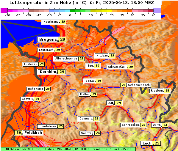 Temperatur, 13. 6. 2025