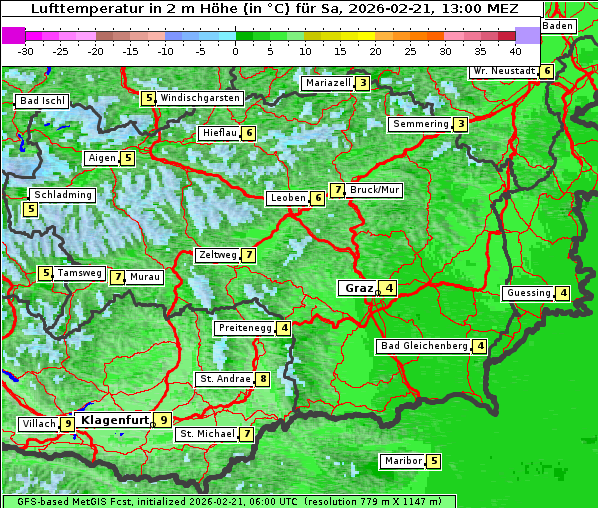 Temperatur, 21. 2. 2026
