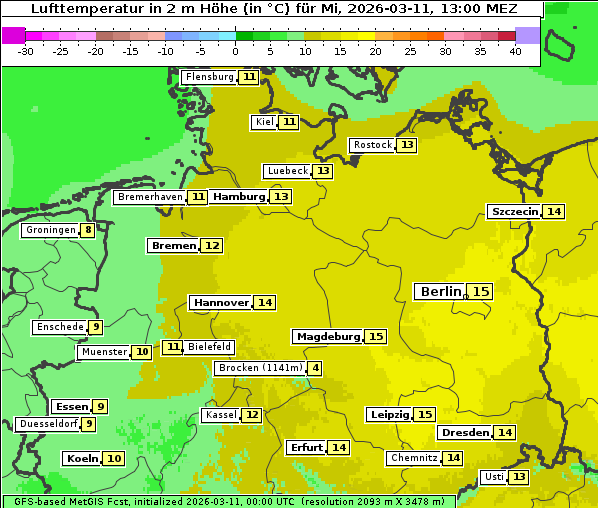 Temperatur, 11. 3. 2026