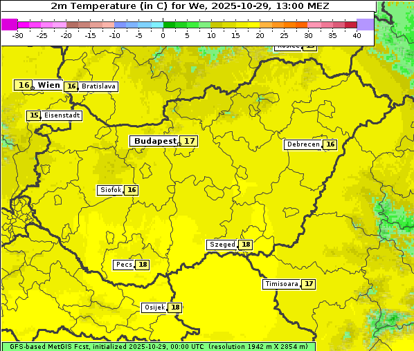 Temperatur, 29. 10. 2025