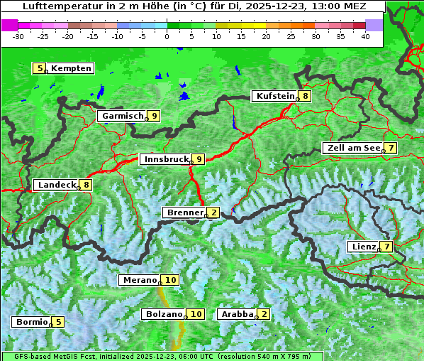 Temperatur, 23. 12. 2025