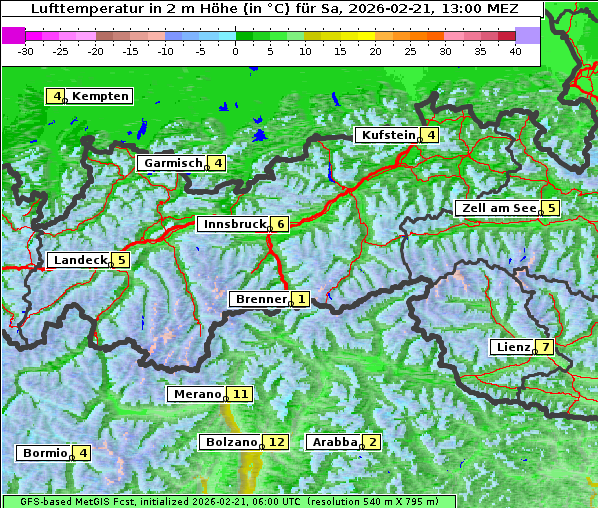 Temperatur, 21. 2. 2026