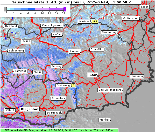 Neuschnee, 14. 3. 2025