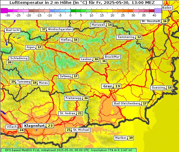 Temperatur, 30. 5. 2025