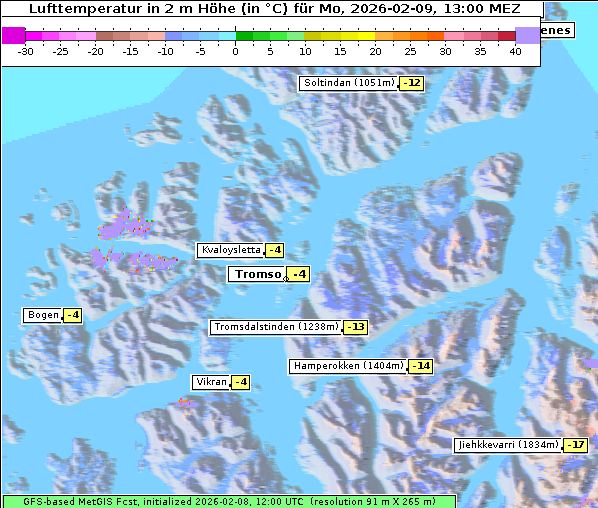 Temperatur, 9. 2. 2026