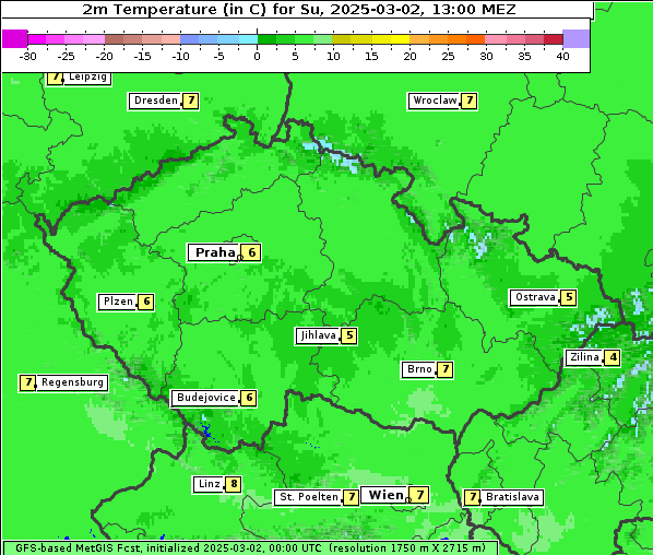 Temperatur, 2. 3. 2025