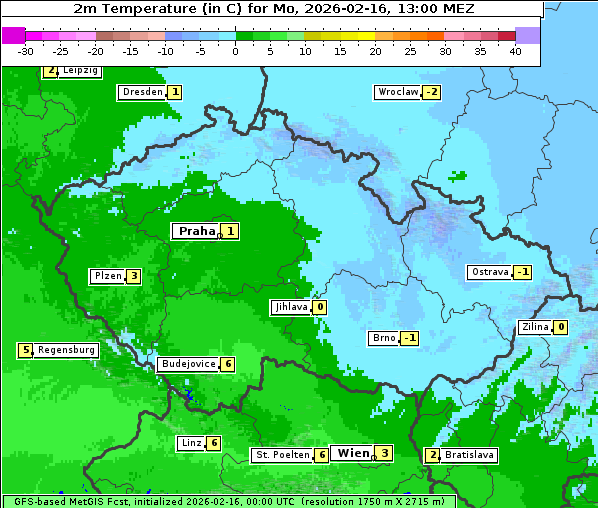 Temperatur, 16. 2. 2026