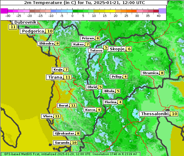 Temperatur, 21. 1. 2025