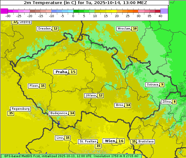 Temperatur, 14. 10. 2025
