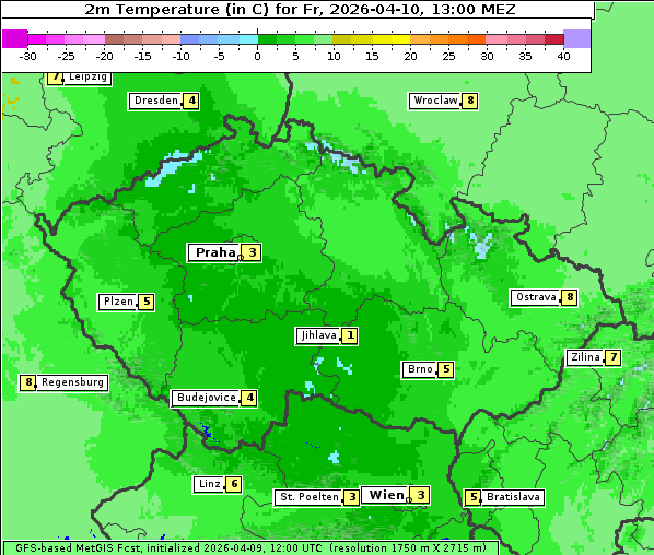 Temperatur, 10. 4. 2026