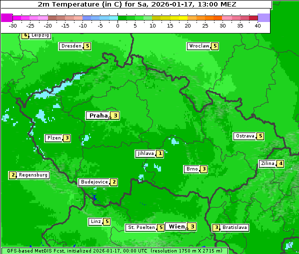 Temperatur, 17. 1. 2026