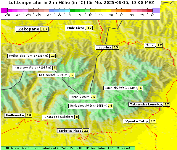 Temperatur, 15. 9. 2025