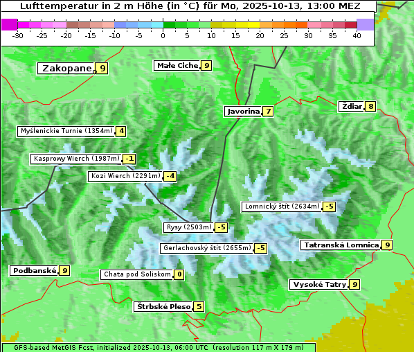 Temperatur, 13. 10. 2025
