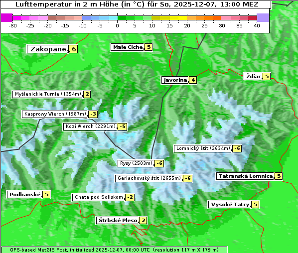 Temperatur, 7. 12. 2025