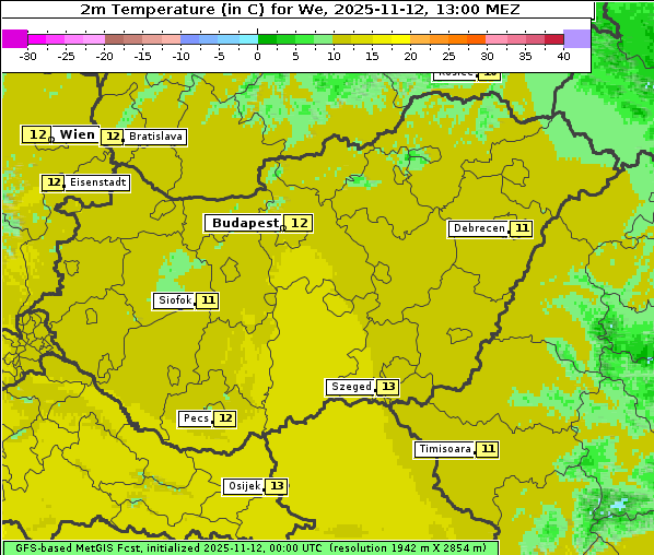 Temperatur, 12. 11. 2025